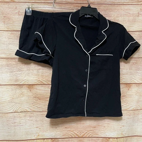 Shein Modal Pajama Summer Set Short Sleeve Collar PJ Set Size X-Small - Picture 1 of 4